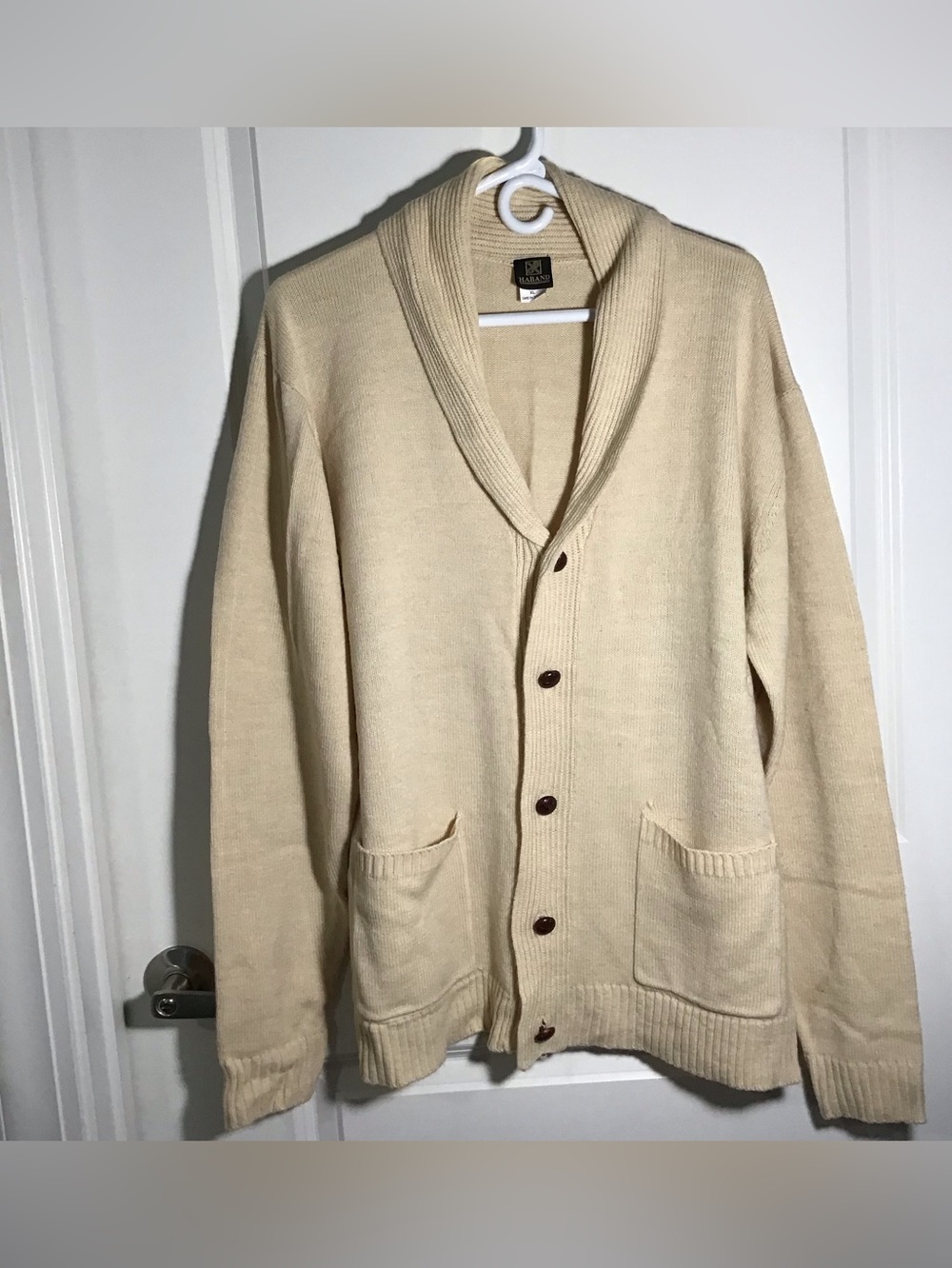 Haband Cream Shawl-Collar Cardigan Sweater XL